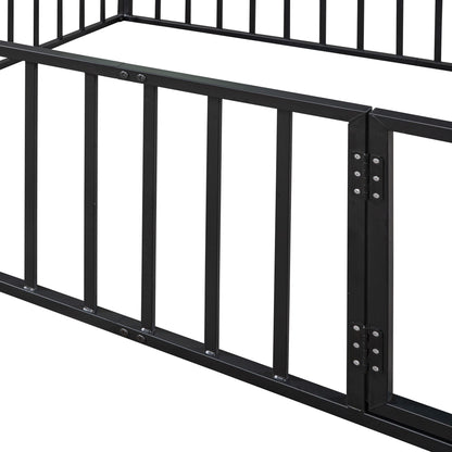 Metal Floor Bed Frame With Fence And Door - The Sleep Loft - Online Mattress Showroom NYC