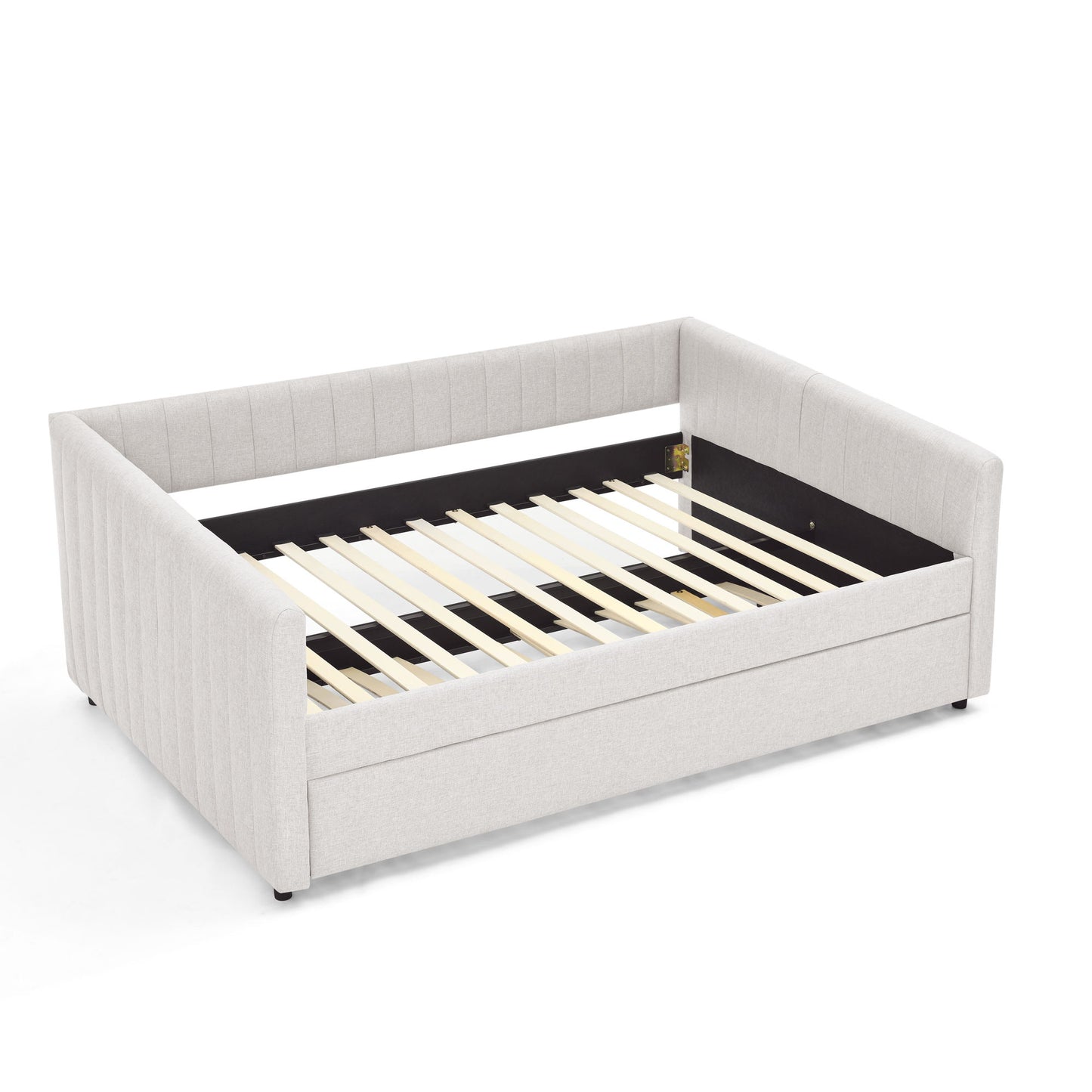 Upholstered Daybed With Trundle With Vertical Stripes - The Sleep Loft - Online Mattress Showroom NYC