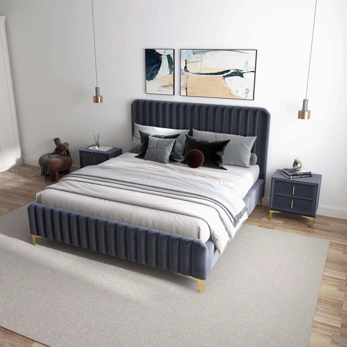 Bethany - Queen Upholstered Platform Bed - Gray - The Sleep Loft - Online Mattress Showroom NYC