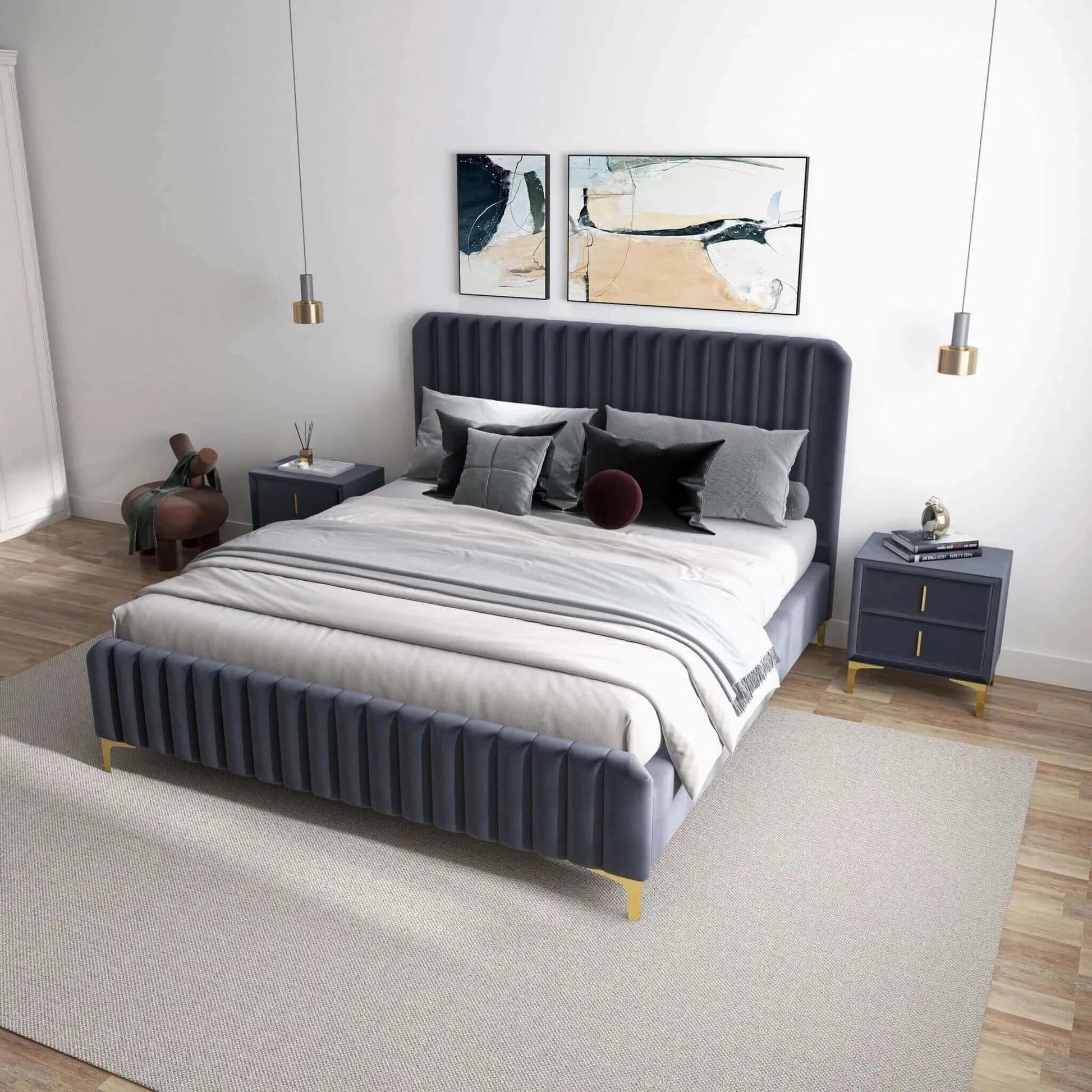 Bethany - Queen Upholstered Platform Bed - Gray - The Sleep Loft - Online Mattress Showroom NYC