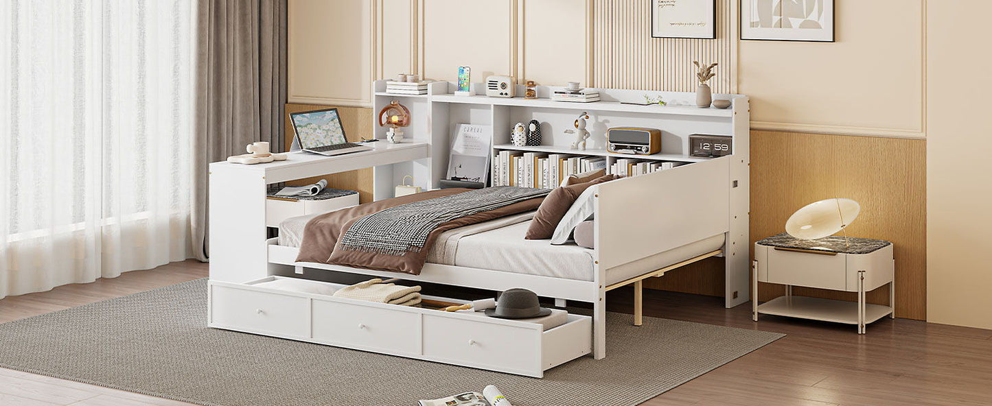 Daybed With 3 Drawers USB Ports And Desk - The Sleep Loft - Online Mattress Showroom NYC