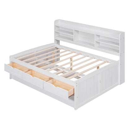 Captain Bed With Built In Bookshelves, 3 Storage Drawers, And Trundle - The Sleep Loft - Online Mattress Showroom NYC