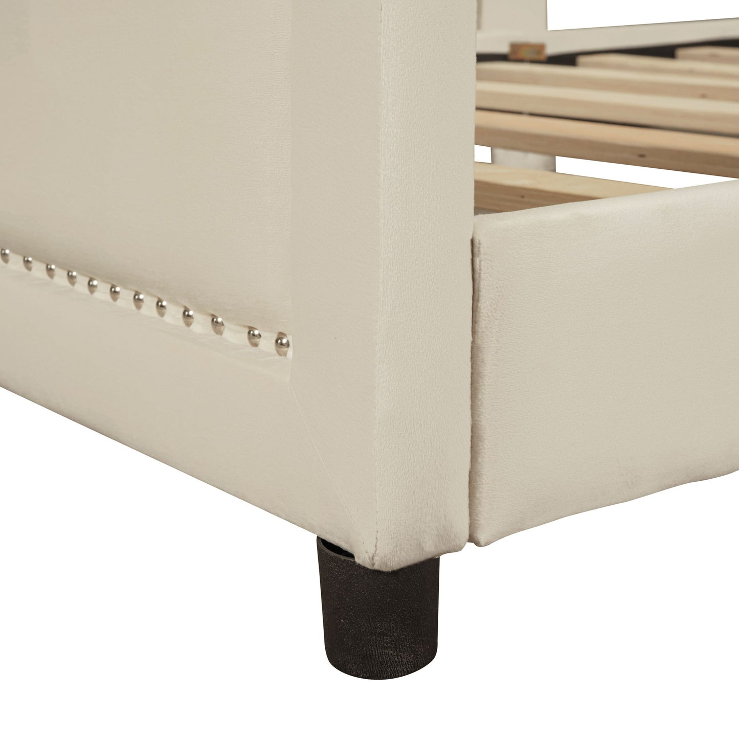 Upholstered Daybed With Classic Stripe Shaped Headboard - The Sleep Loft - Online Mattress Showroom NYC