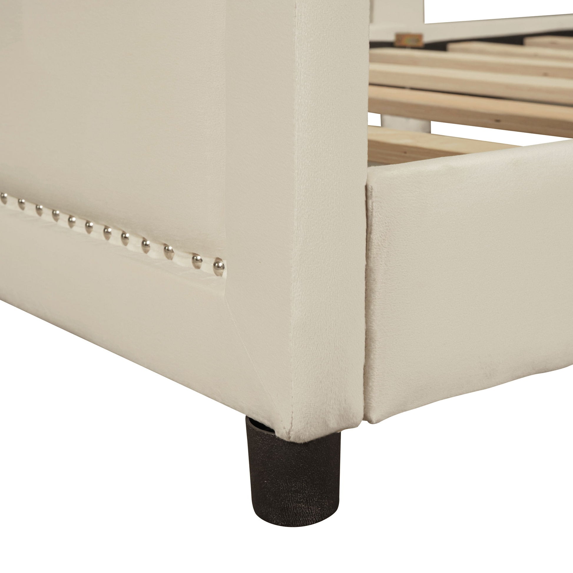 Upholstered Daybed With Classic Stripe Shaped Headboard - The Sleep Loft - Online Mattress Showroom NYC