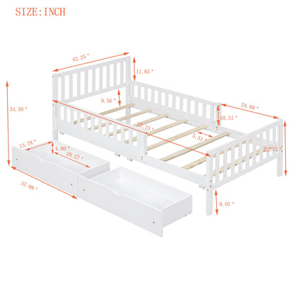 Platform Bed With Guardrails On Both Sides And 2 Storage Drawers - The Sleep Loft - Online Mattress Showroom NYC
