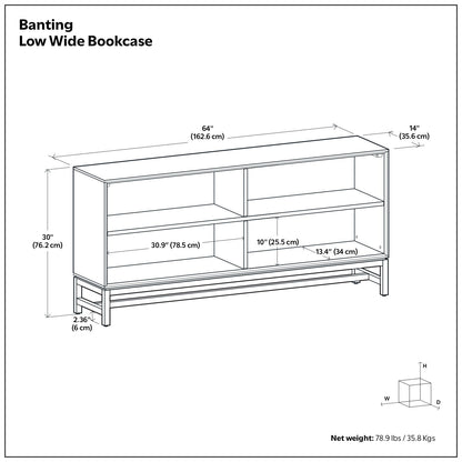 Banting - Low Wide Bookcase - Walnut Brown - The Sleep Loft - Online Mattress Showroom NYC