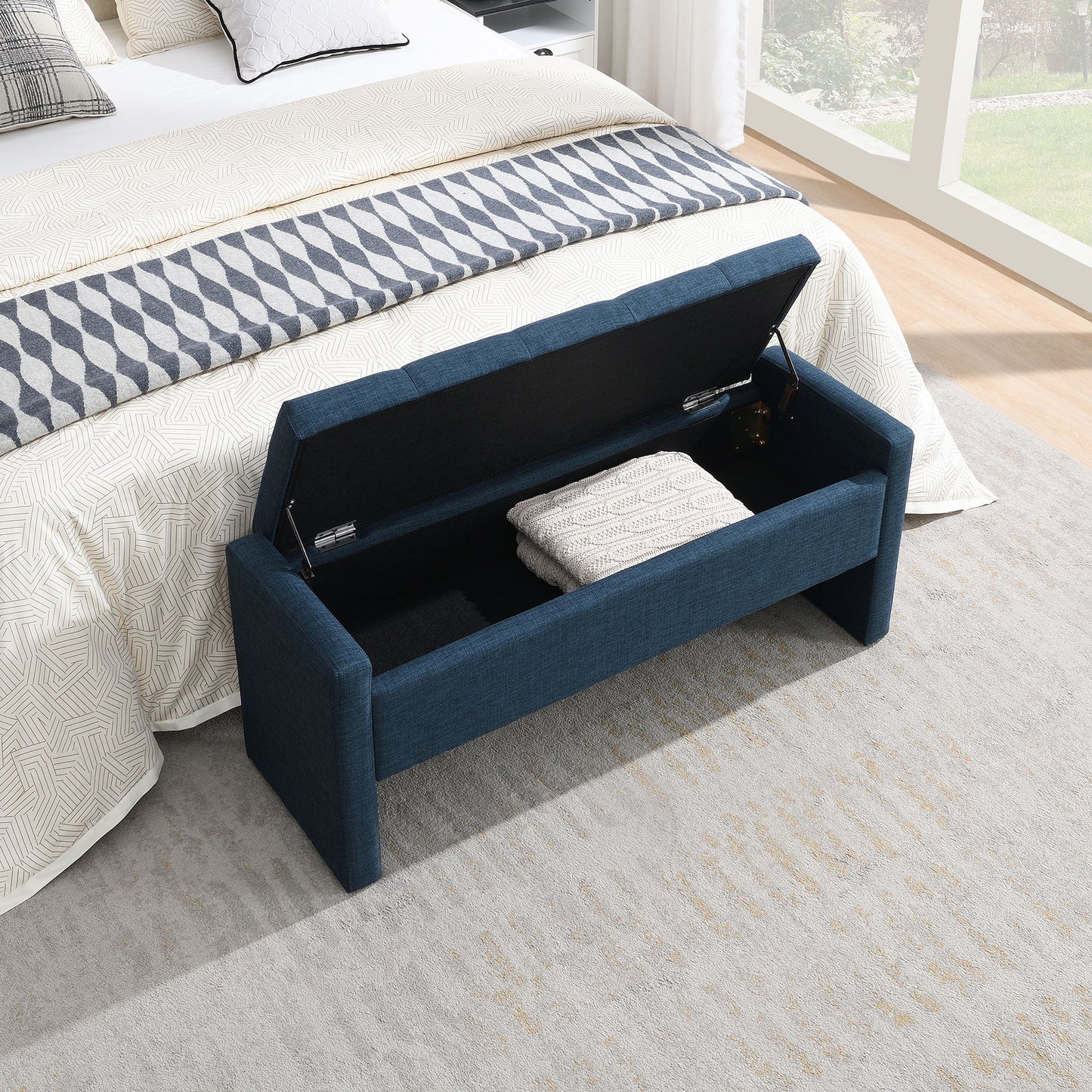 Modern Upholstered Large Bed End Bench With Storage - The Sleep Loft - Online Mattress Showroom NYC