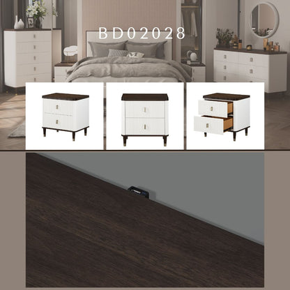 Carena - Night Stand With USB - White / Walnut - The Sleep Loft - Online Mattress Showroom NYC