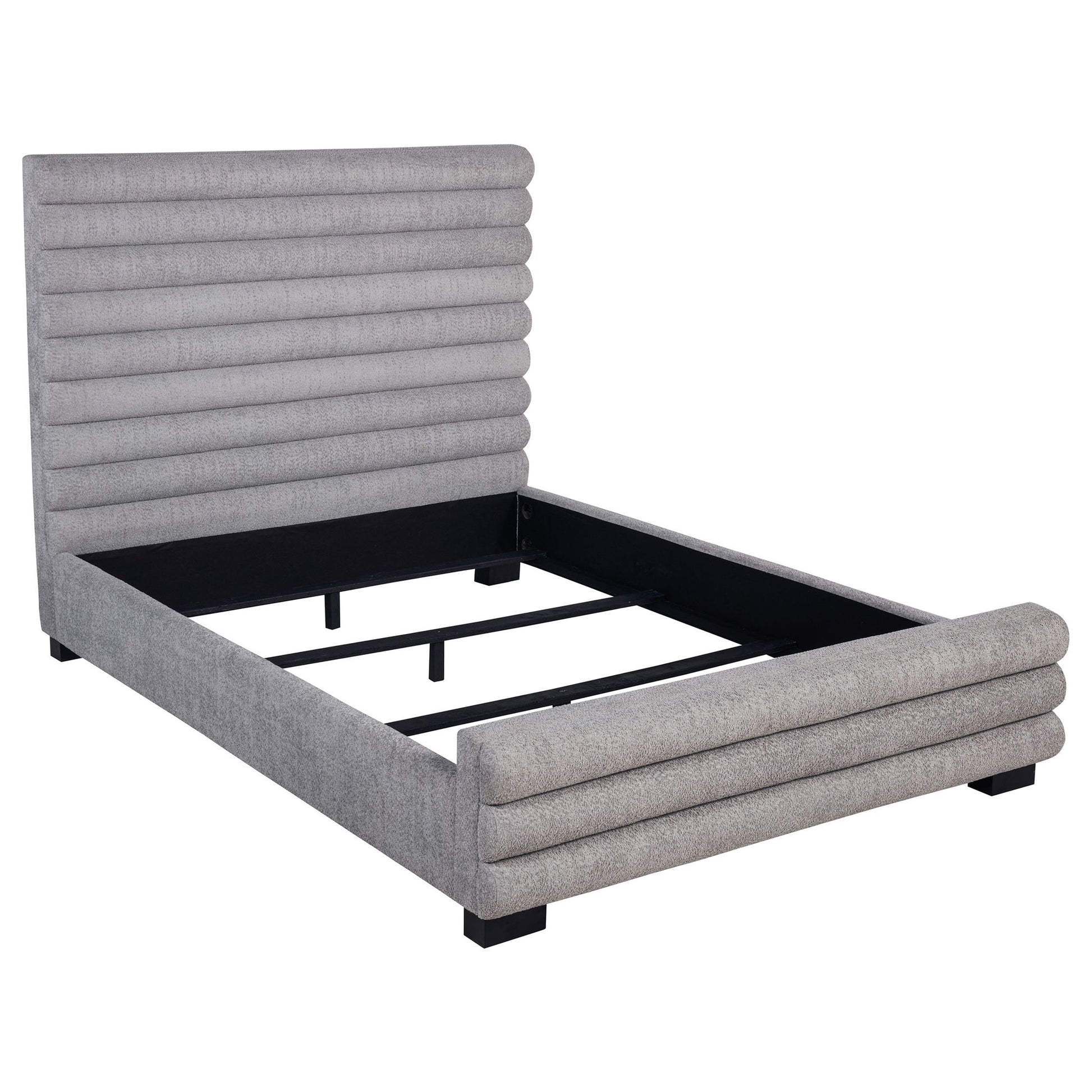 Queen Bed With Textured, And Tufted Headboard - Gray - The Sleep Loft - Online Mattress Showroom NYC