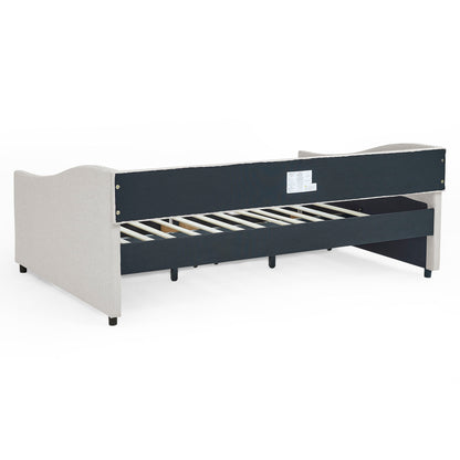 Upholstered Tufted Daybed With Drawers, Waved Arms - The Sleep Loft - Online Mattress Showroom NYC