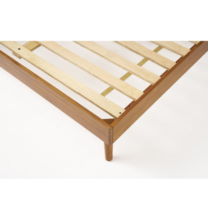 Okioki - Mid-Century Natural Stained Solid Acacia Wood Bed - The Sleep Loft - Online Mattress Showroom NYC