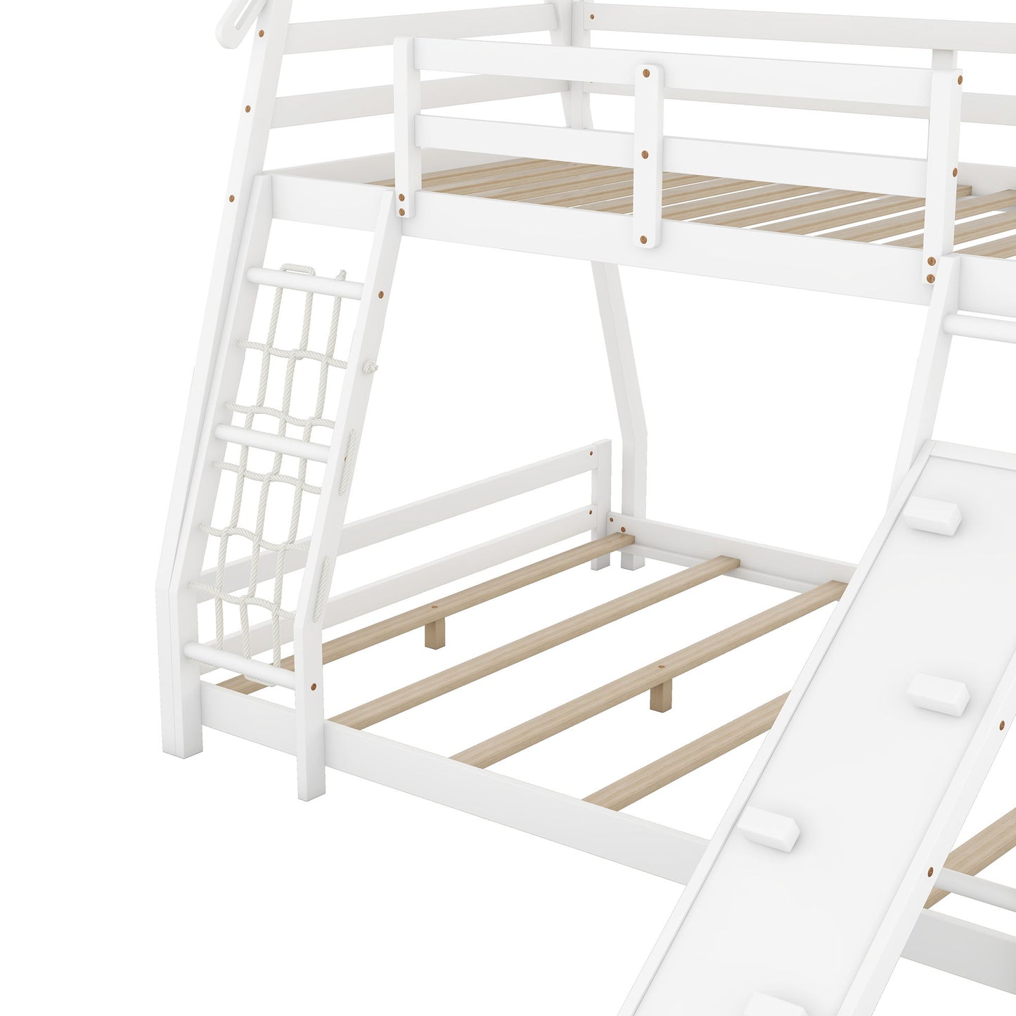 Twin Over Queen House Bunk Bed With Climbing Nets And Climbing Ramp - The Sleep Loft - Online Mattress Showroom NYC