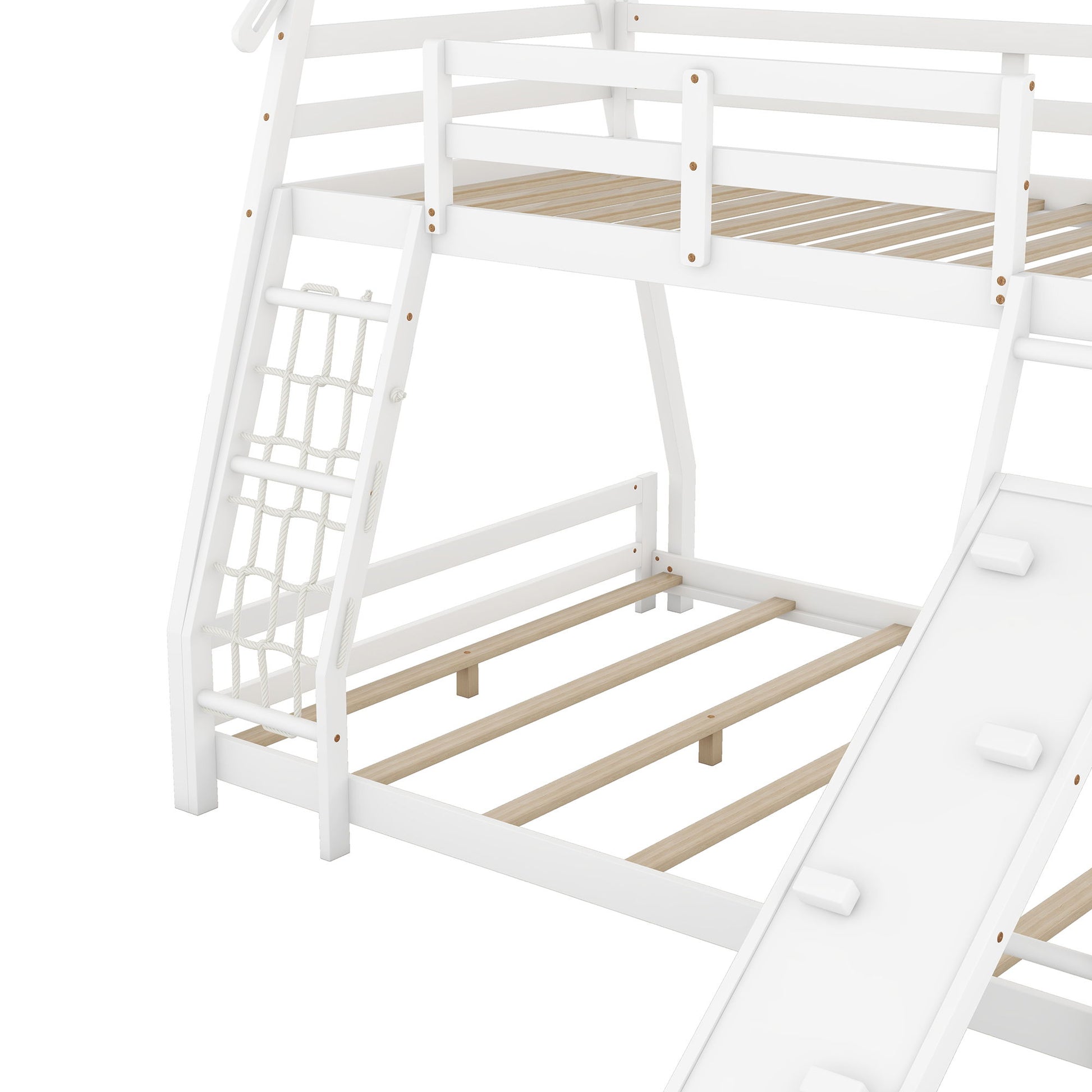 Twin Over Queen House Bunk Bed With Climbing Nets And Climbing Ramp - The Sleep Loft - Online Mattress Showroom NYC