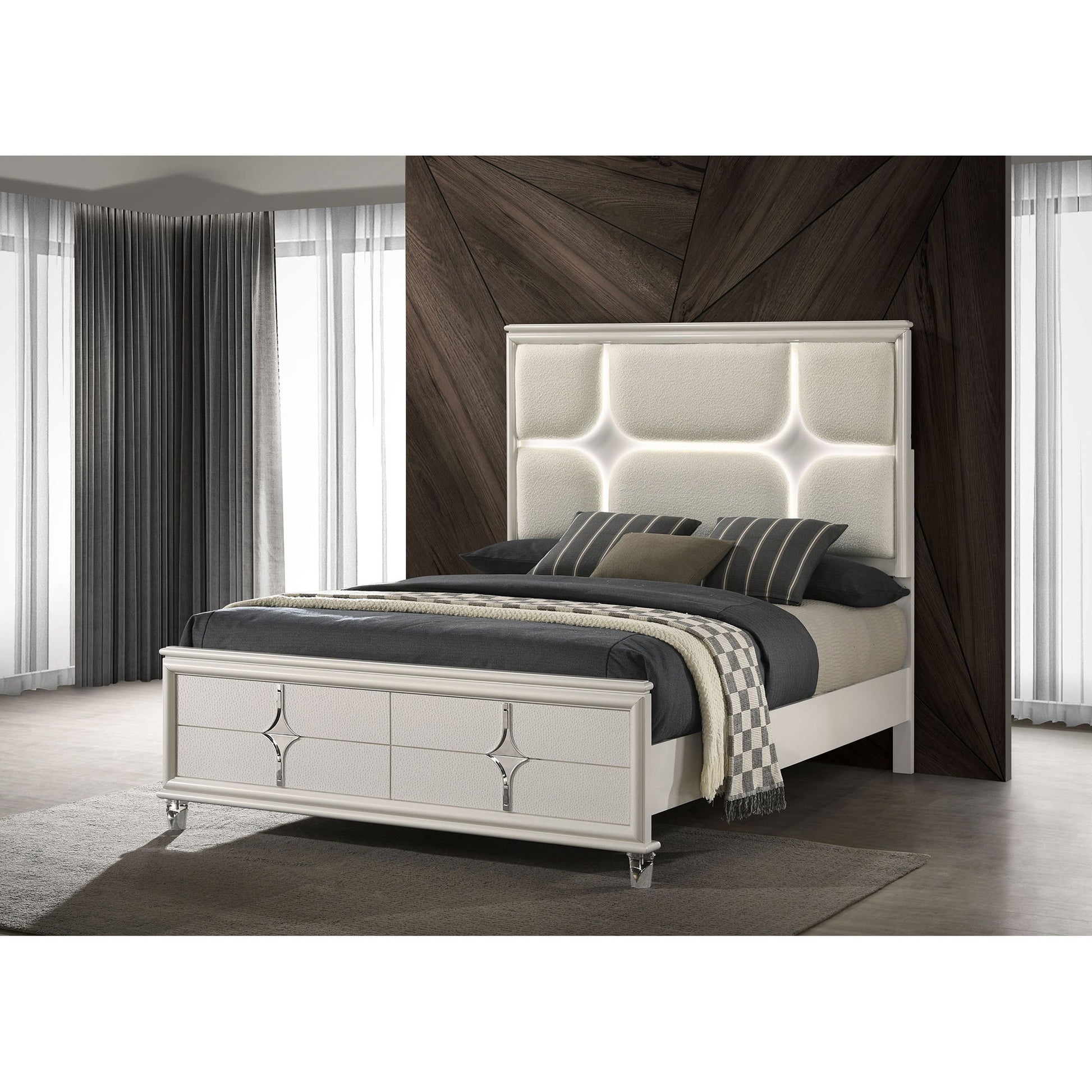 Gwendolyn - Queen Panel Bed With LED Headboard - White - The Sleep Loft - Online Mattress Showroom NYC