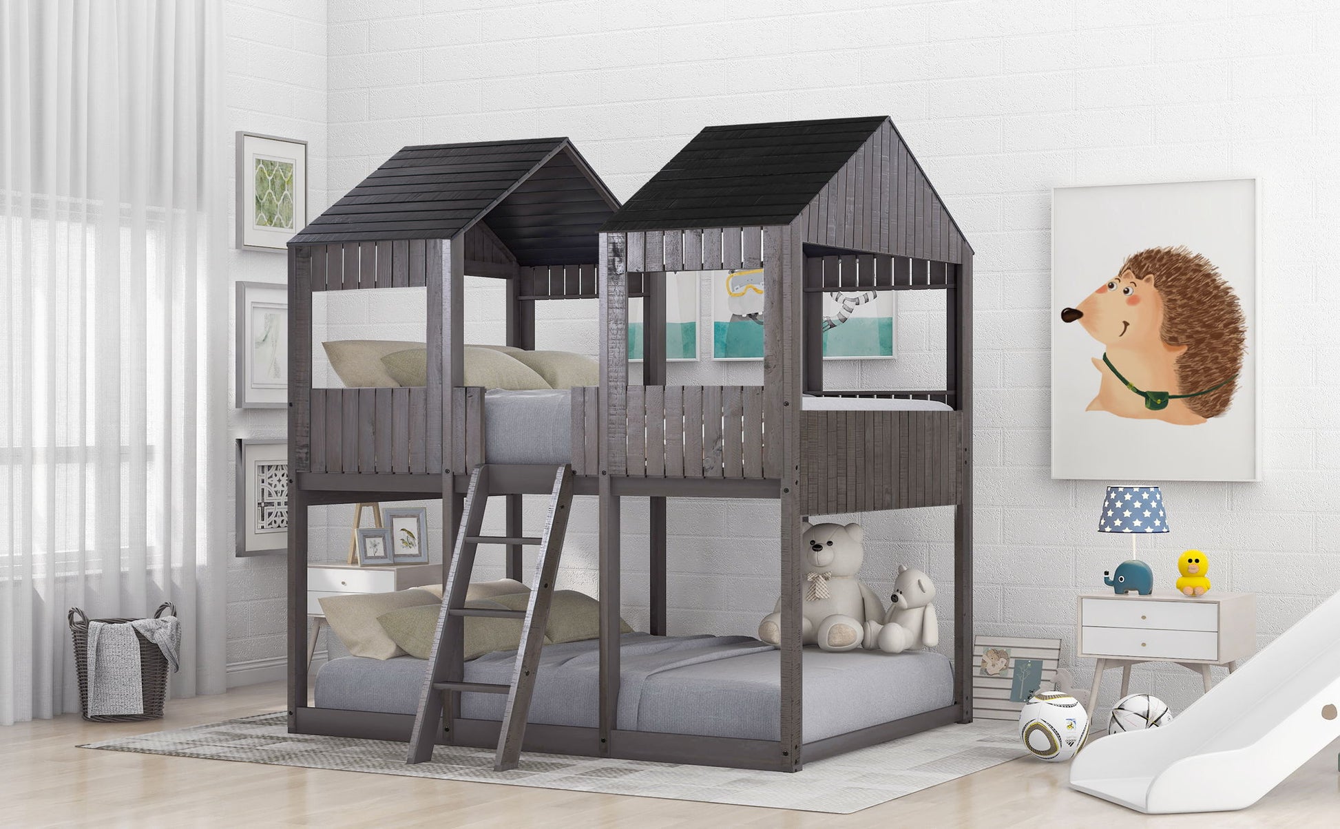 Bunk Bed With Roof, Window, Guardrail, Ladder - The Sleep Loft - Online Mattress Showroom NYC