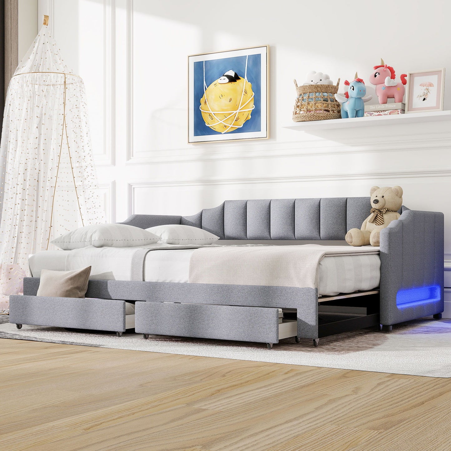 Extendable Daybed With LED Light And 2 Storage Drawers - The Sleep Loft - Online Mattress Showroom NYC