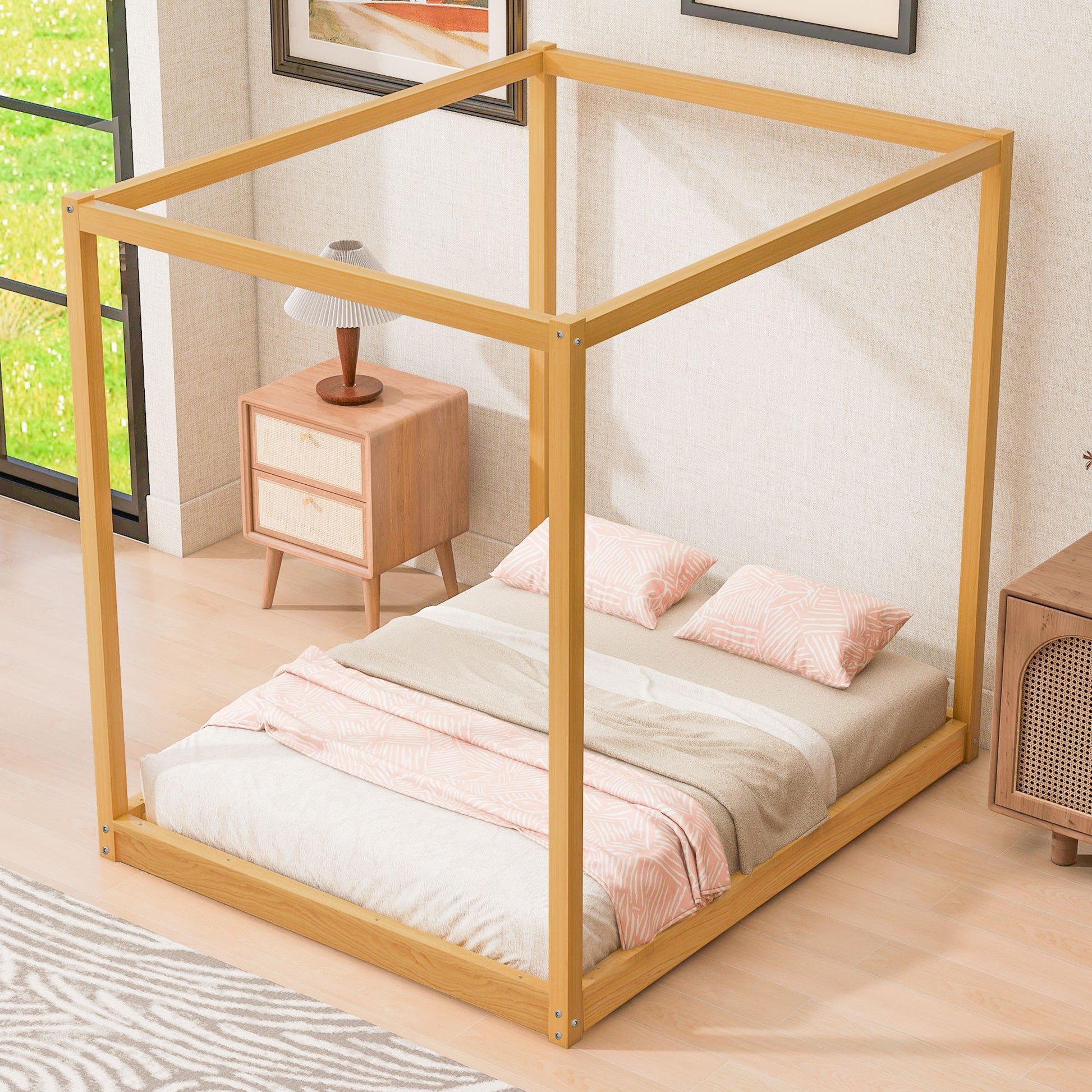 Wood Canopy Platform Bed With Support Legs And Airflow Slats - The Sleep Loft - Online Mattress Showroom NYC
