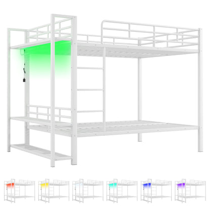 Bunk Bed With Storage Shelves, Clothes Hooks, LED Light - The Sleep Loft - Online Mattress Showroom NYC