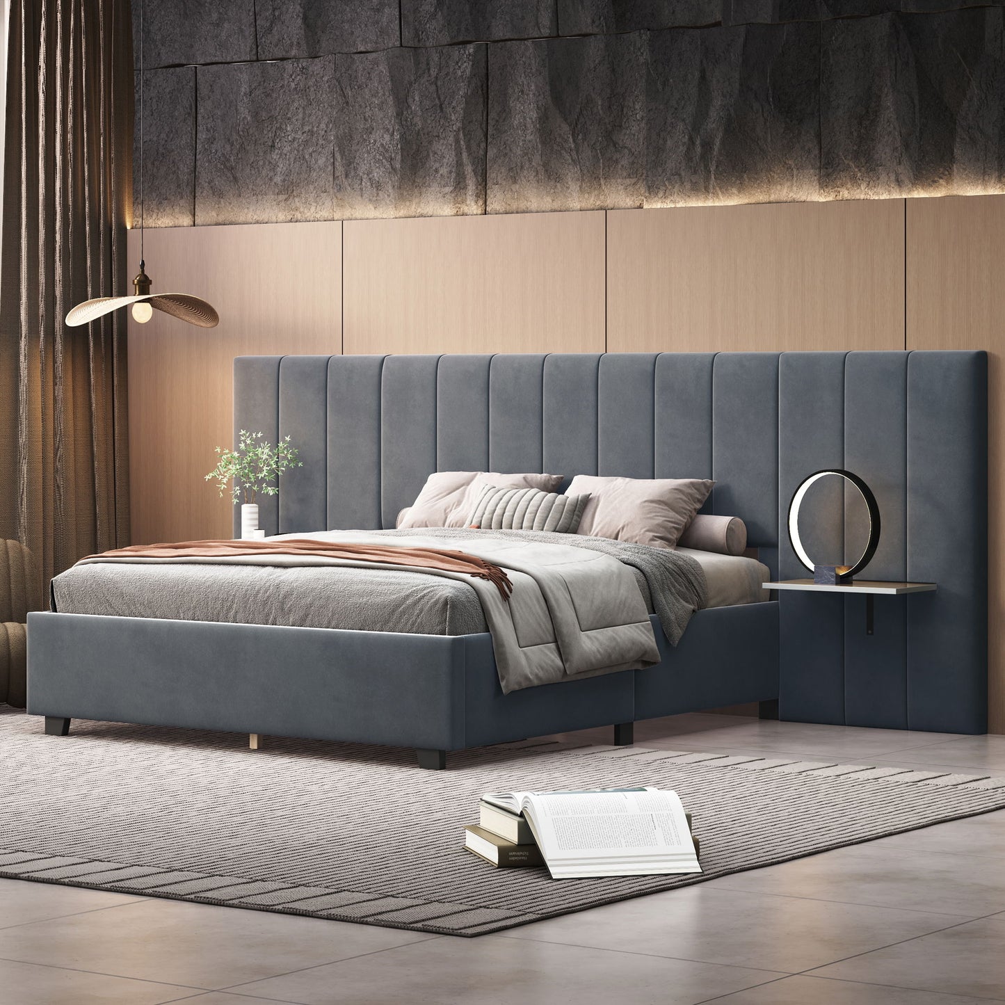 Upholstered Platform Bed With Big Headboard - The Sleep Loft - Online Mattress Showroom NYC