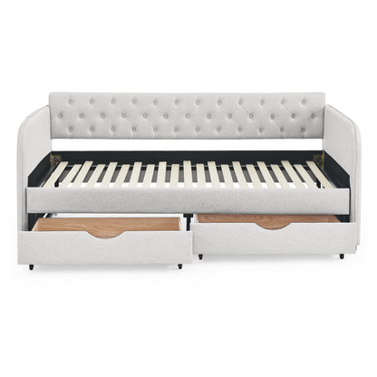 Daybed With Trundle And Storage Drawers, Flat Arms With Pocket - The Sleep Loft - Online Mattress Showroom NYC