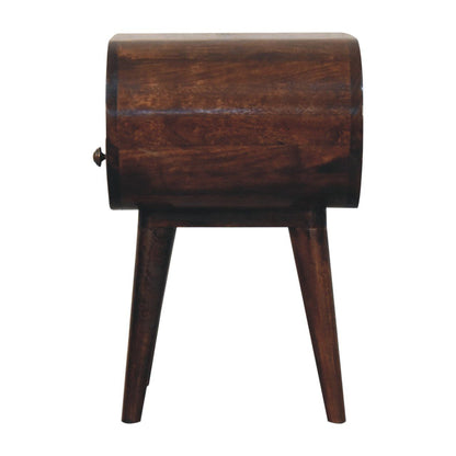 Circular Bedside Table With Open Slot - Walnut - The Sleep Loft - Online Mattress Showroom NYC