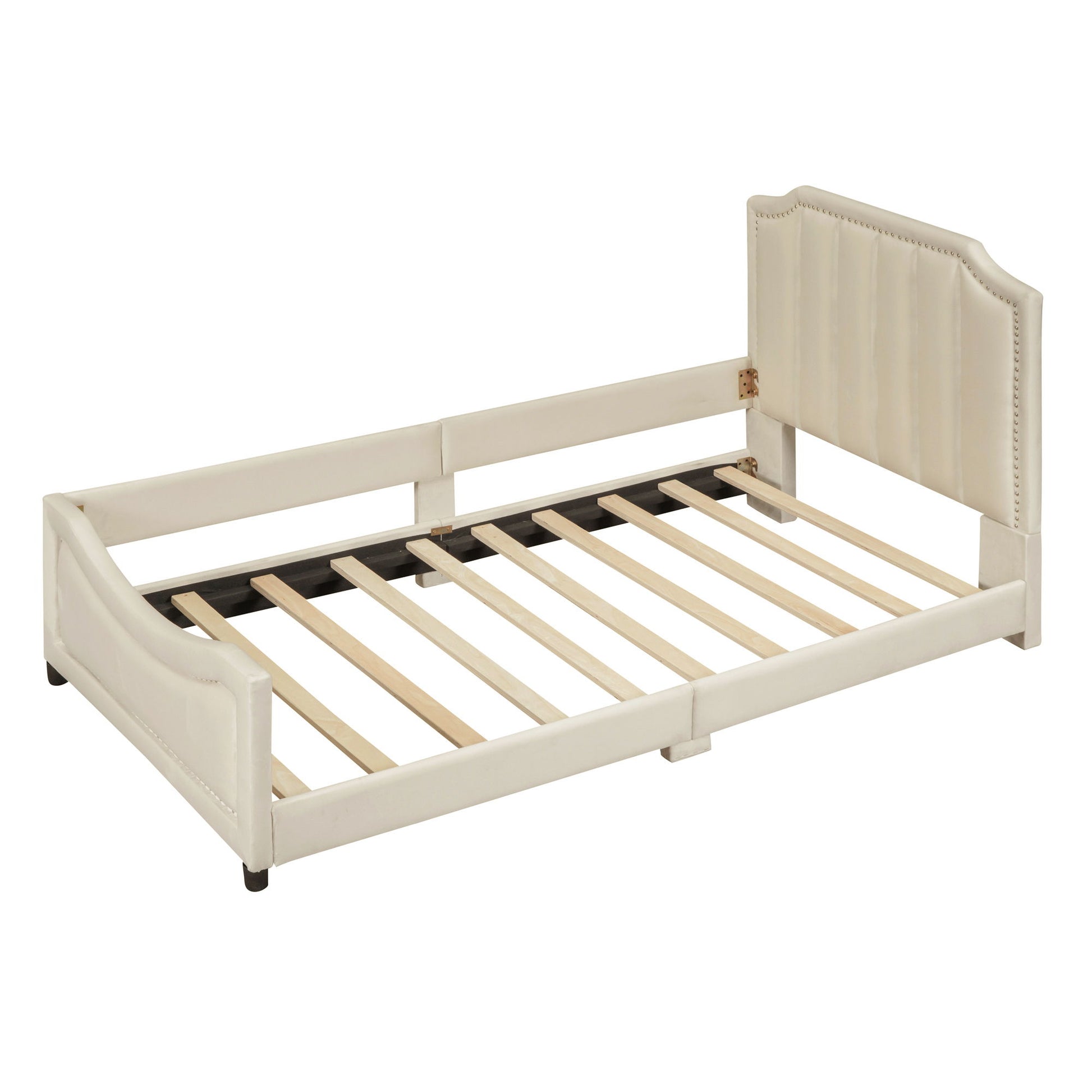 Upholstered Daybed With Classic Stripe Shaped Headboard - The Sleep Loft - Online Mattress Showroom NYC
