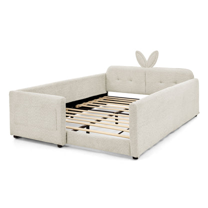 Cute Rabbit Ear Upholstered Platform Bed Frame With Safety Rail - The Sleep Loft - Online Mattress Showroom NYC