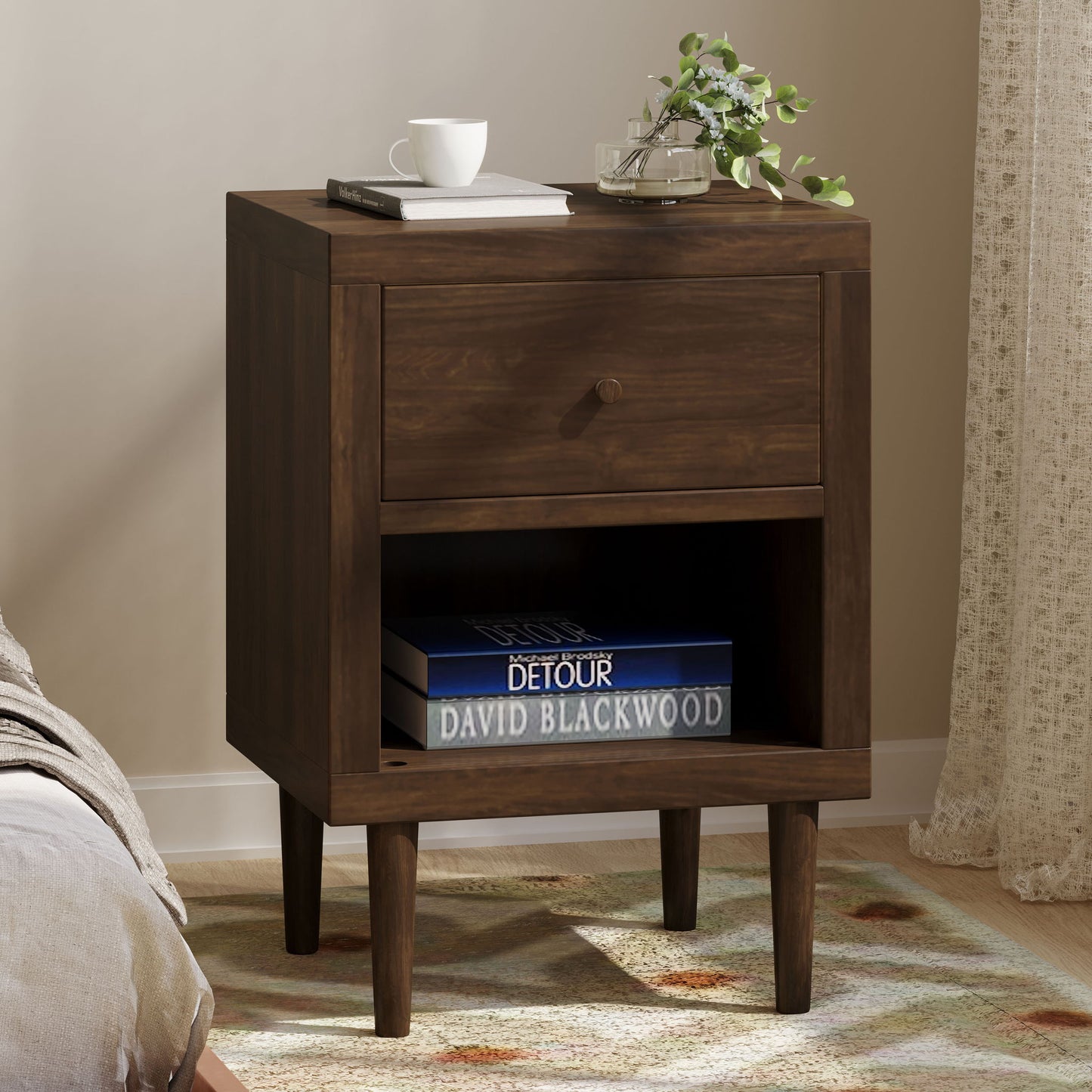 Nystrom - Single Drawer Nightstand - The Sleep Loft - Online Mattress Showroom NYC