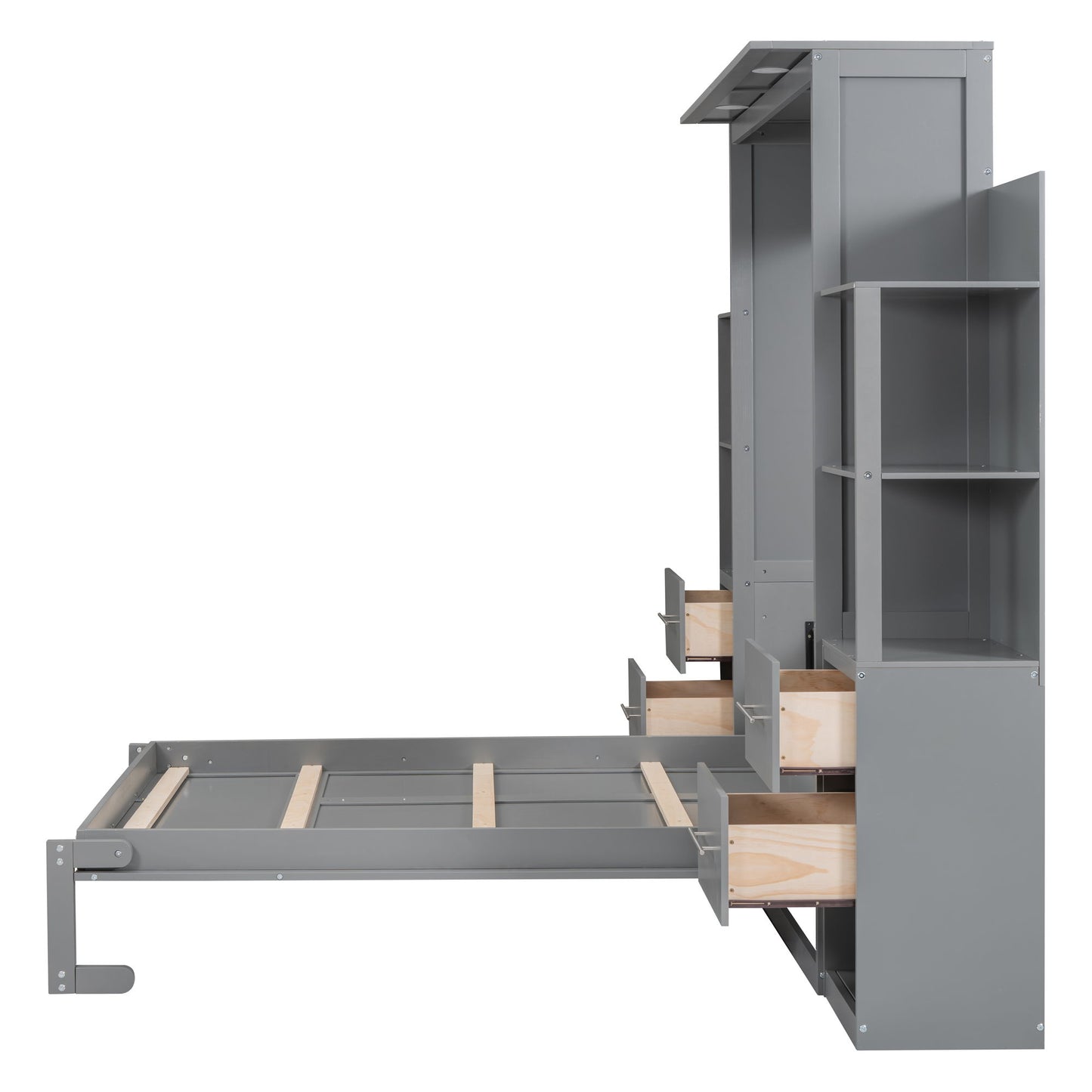 Murphy Wall Bed With LED Lights, Shelves And Drawers - The Sleep Loft - Online Mattress Showroom NYC