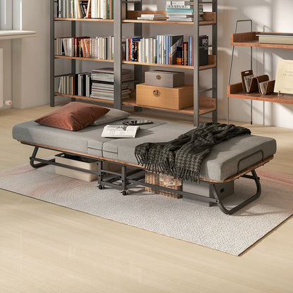 Portable Folding Bed With Memory Foam Mattress, Lockable - Gray - The Sleep Loft - Online Mattress Showroom NYC