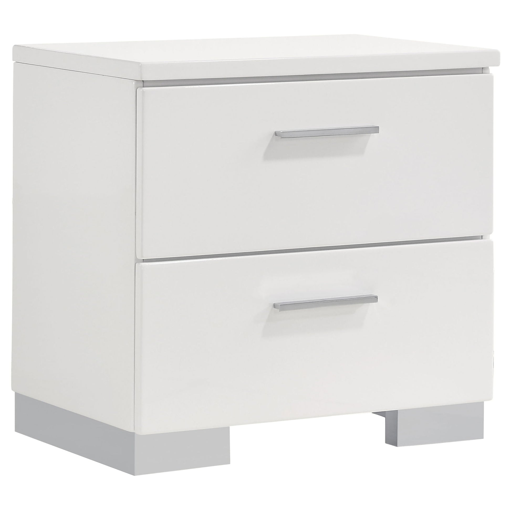 Dulcey - 2 Drawer Nightstand - Gloss White - The Sleep Loft - Online Mattress Showroom NYC