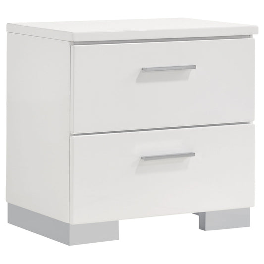 Dulcey - 2 Drawer Nightstand - Gloss White - The Sleep Loft - Online Mattress Showroom NYC
