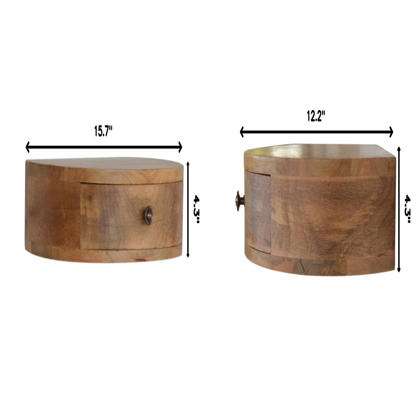 Wall Mounted Rounded Nightstand - Oak - The Sleep Loft - Online Mattress Showroom NYC