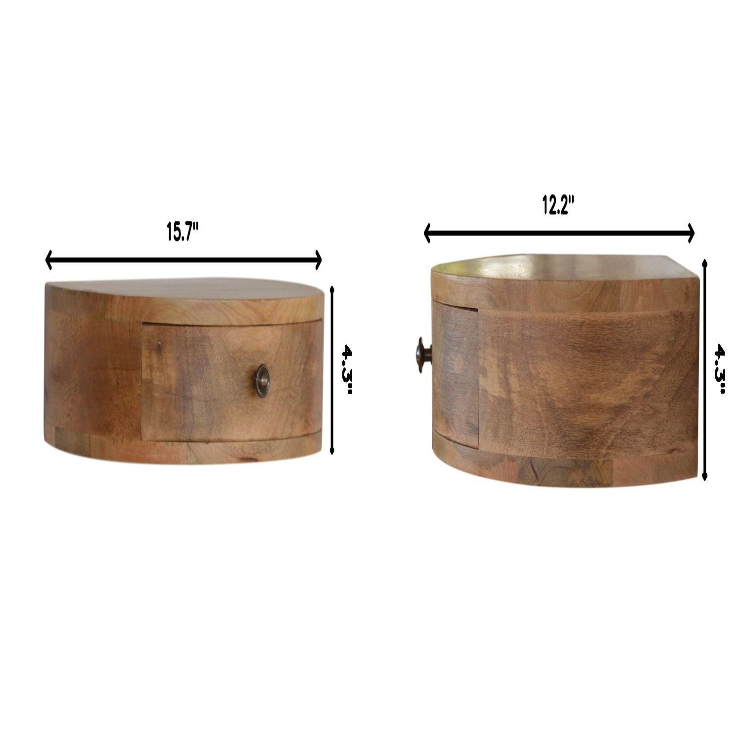 Wall Mounted Rounded Nightstand - Oak - The Sleep Loft - Online Mattress Showroom NYC