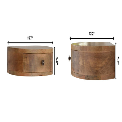 Wall Mounted Rounded Nightstand - Oak - The Sleep Loft - Online Mattress Showroom NYC
