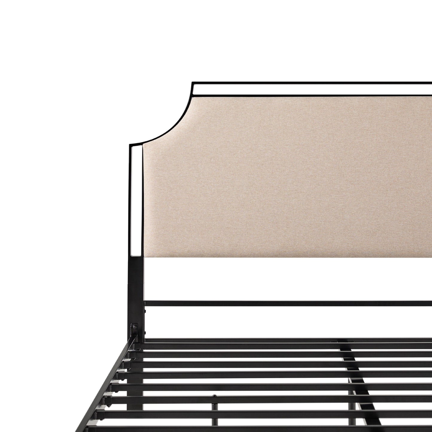 Queen Bed Frame Upholstered Metal - Tan