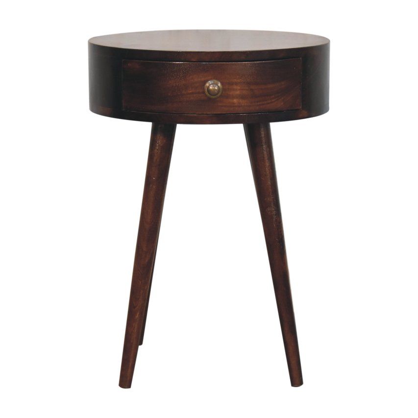 Circular Shaped Bedside Table - Walnut - The Sleep Loft - Online Mattress Showroom NYC