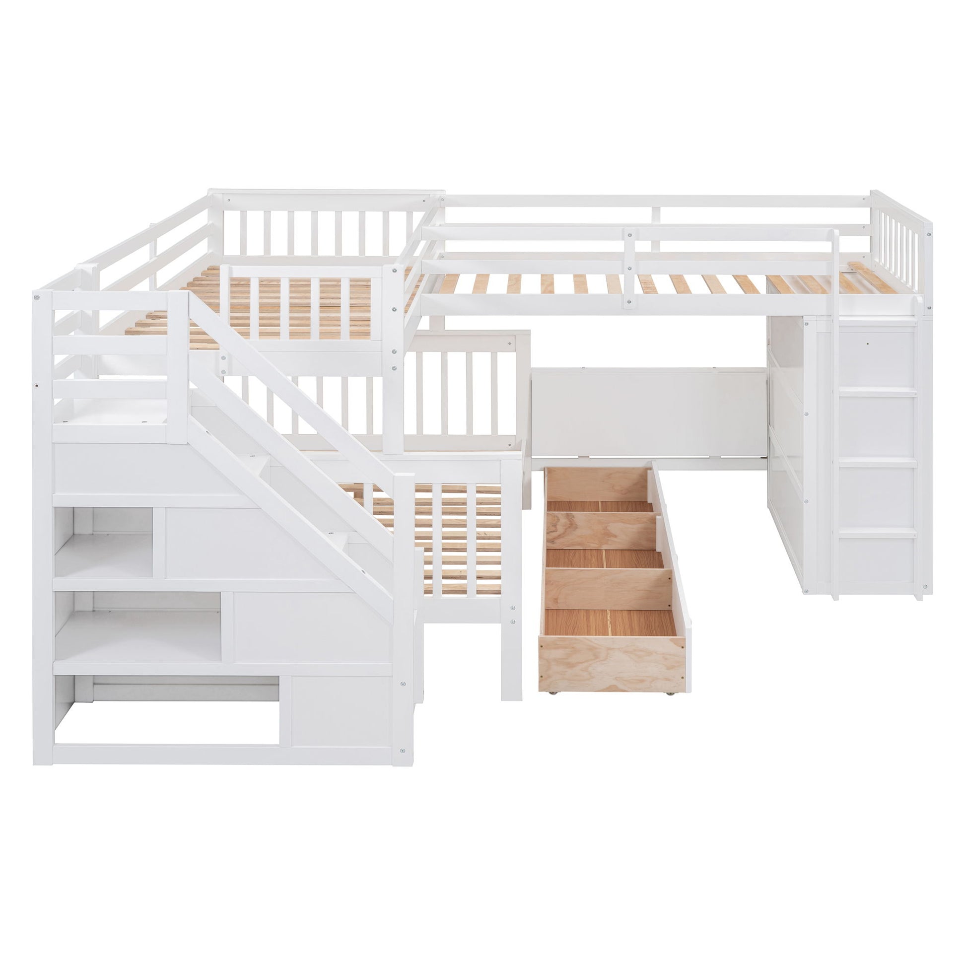 L Shaped Bunk Bed With 3 Drawers, Portable Desk And Wardrobe - The Sleep Loft - Online Mattress Showroom NYC