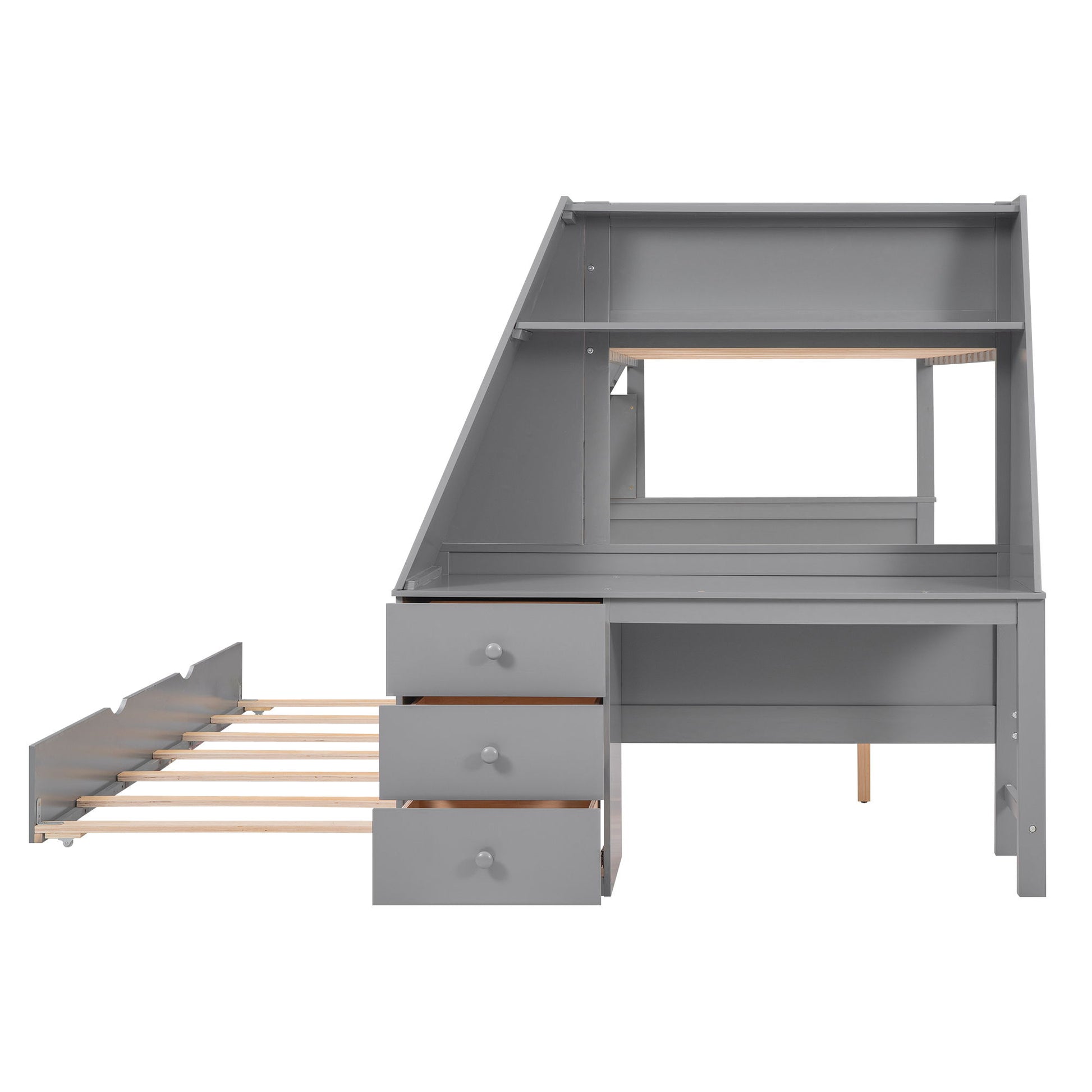 Bunk Bed With Trundle And Built In Desk, 3 Storage Drawers And Shelf - The Sleep Loft - Online Mattress Showroom NYC