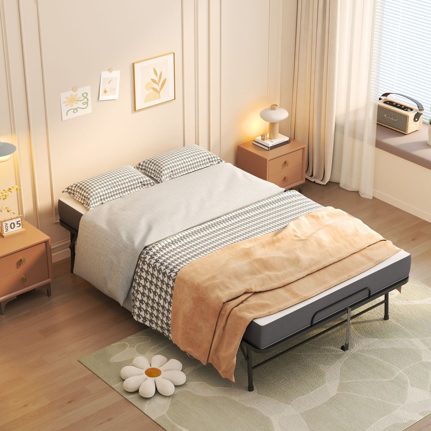 Twin Wide Folding Bed For Tall People, Extra Long & Wide Rollaway With Memory Foam, Heavy-Duty Capacity Guest, Spacious Portable Cot - Black - The Sleep Loft - Online Mattress Showroom NYC