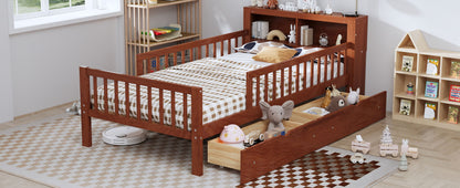 Bed With Headboard Storage Rack, 2 Under Bed Drawers, 3 Side Guardrails For Safety - The Sleep Loft - Online Mattress Showroom NYC