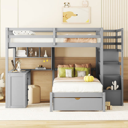 Bunk Bed With Desk, Drawers And Shelves - The Sleep Loft - Online Mattress Showroom NYC