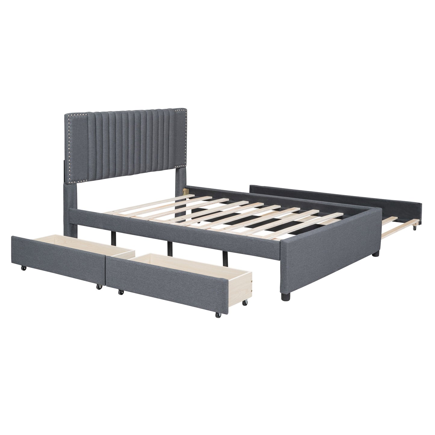 Upholstered Platform Bed With Drawers, Classic Headboard Design - The Sleep Loft - Online Mattress Showroom NYC