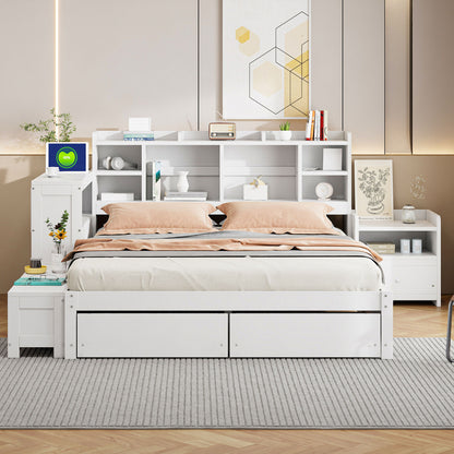 Platform Bed With Multi Functional Storage Space, Nightstand, 2 Drawers, USB Ports And Desk - The Sleep Loft - Online Mattress Showroom NYC