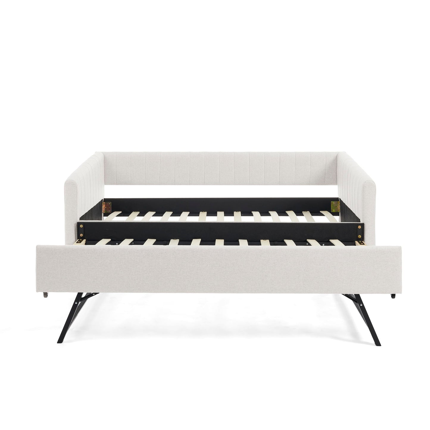 Upholstered Daybed With Trundle With Vertical Stripes - The Sleep Loft - Online Mattress Showroom NYC