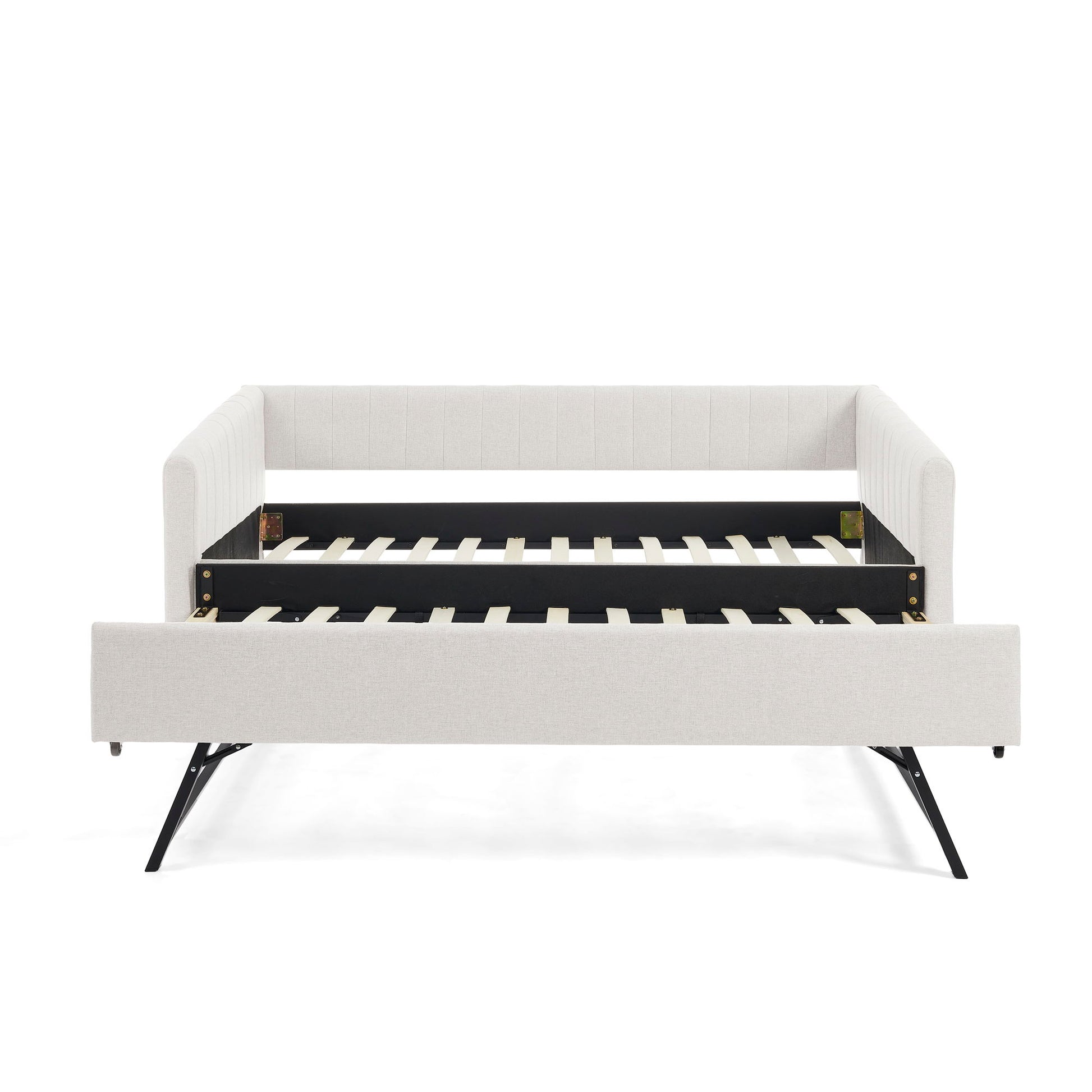 Upholstered Daybed With Trundle With Vertical Stripes - The Sleep Loft - Online Mattress Showroom NYC