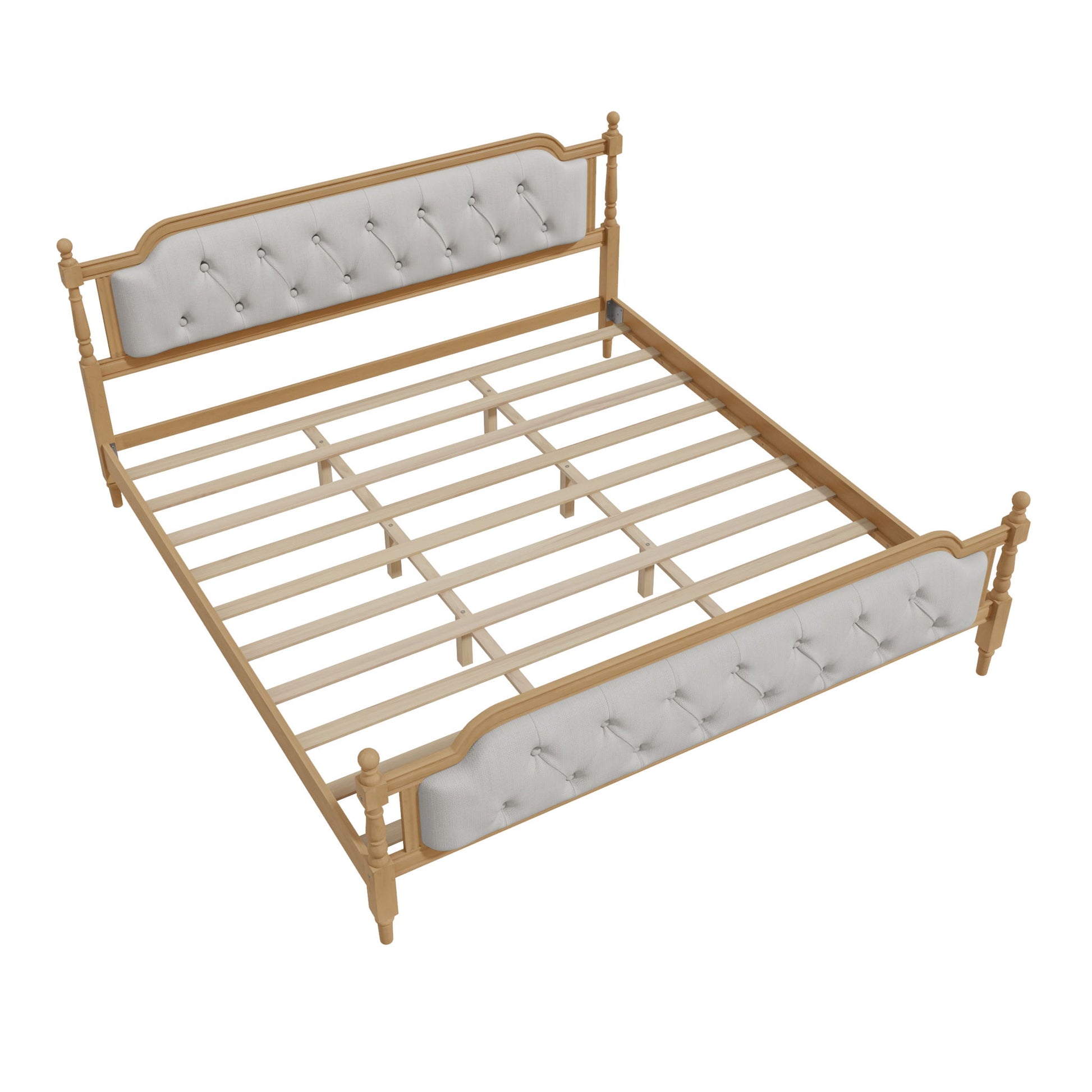 Traditional Style Solid Bed Frame With Upholstered Tufted Headboard, No Box Spring Needed - The Sleep Loft - Online Mattress Showroom NYC