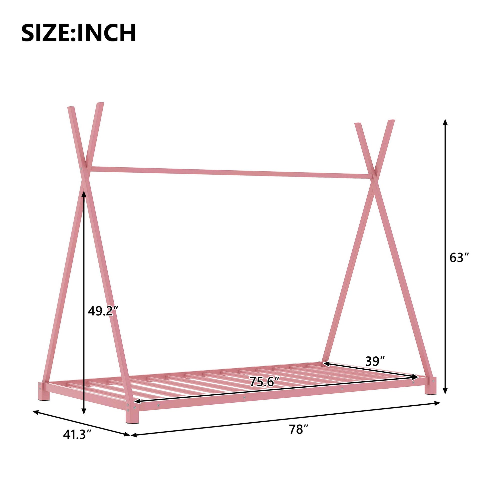 Metal House Platform Bed With Triangle Structure, Low Profile Design - The Sleep Loft - Online Mattress Showroom NYC