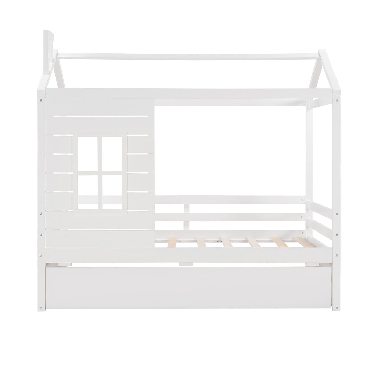 Twin Size Classic House Bed With Twin Size Trundle - White - The Sleep Loft - Online Mattress Showroom NYC