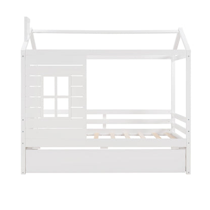 Twin Size Classic House Bed With Twin Size Trundle - White - The Sleep Loft - Online Mattress Showroom NYC